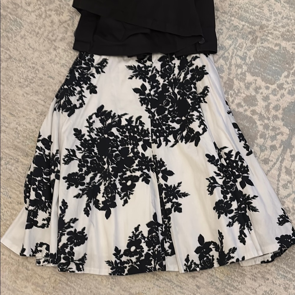 Floral Black and White Skirt